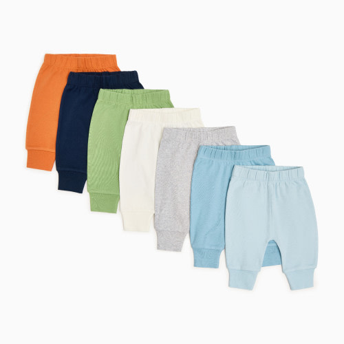 Small Story Organic Cotton Solid Everyday Pant (7 Pack) - Ocean Mix, 0-3 M