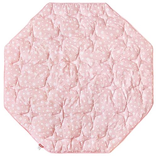 Octagon Playpen Mat Pink for Girls, Non Slip Baby Playpen Mattress Mat Fits 8 Panel Regalo Extra Large Portable Play Yard, Pink Star Print Playard Pad for Girls