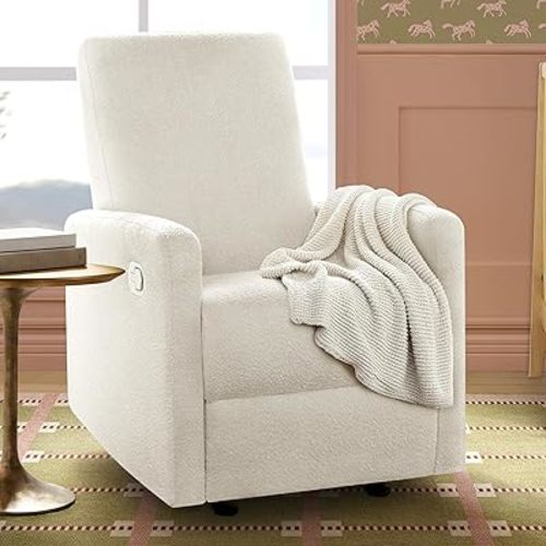 Delta Children Dove Recliner Chair – Manual Recliner with 2 Positions and Glide Motion - Greenguard Gold Certified, Pearl Boucle