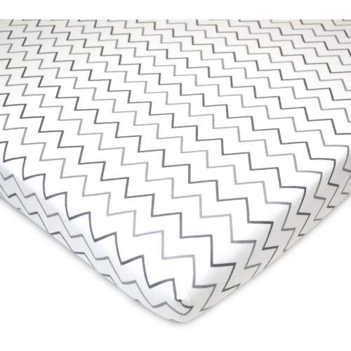American Baby Company 100% Natural Cotton Fitted Pack and Play Sheet 39" x 27" - Soft & Breathable Pack N Play Sheet for Playpen, Playard & Mini Crib Mattress, Grey Zigzag, for Boys & Girls