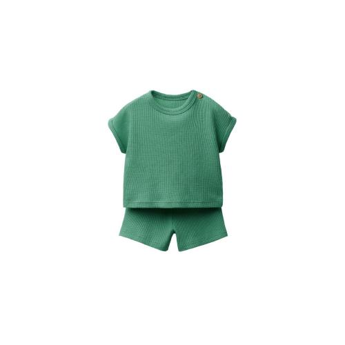 PLAIN WAFFLE T-SHIRT AND BERMUDA SET - Green | ZARA United States