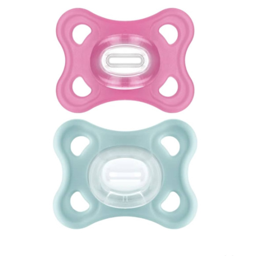 MAM Comfort Baby Pacifiers, Lightweight One-Piece Full Silicone Binky for Newborns 3-12 Months, BPA-Free, Easy to Clean Pacifier, Best for Breastfed Babies, with Sterilizer Case, 2 Count Binkies