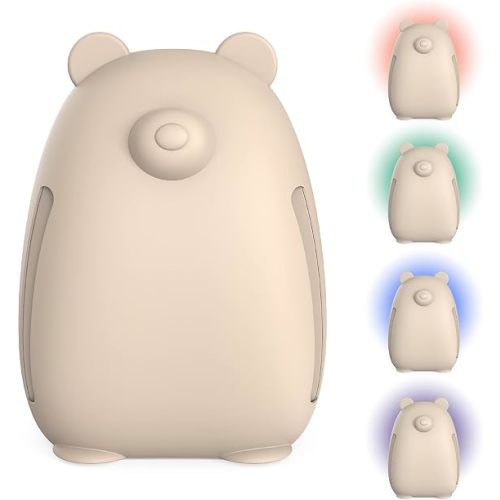 Pure Enrichment PureBaby Kids Bear Air True HEPA Air Purifier - 4 Stage Air Filtration, UV-C Light, & Night Light for Medium-Large Rooms - Baby Nurseries, Kid Bedrooms (Sweet Oat)
