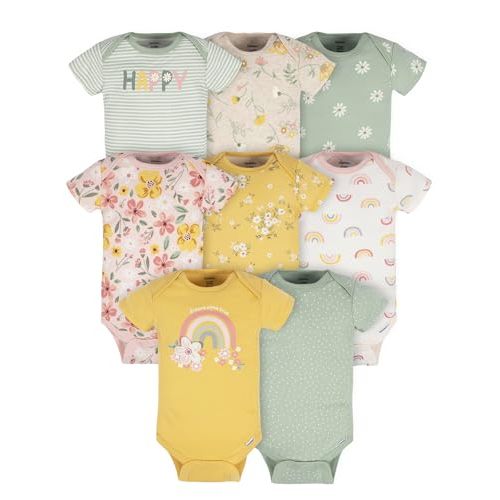 Gerber Baby Girls 8-Pack Short Sleeve Onesies Bodysuits