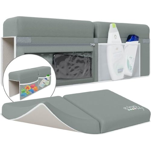 Comfortable Baby Bath Kneeler and Elbow Rest Pad Set - Kneeling Pad Bath Mat with 4 Toy Organizer Pockets,Non-Slip Baby Bathtub Mat, Waterproof and Easy to Clean