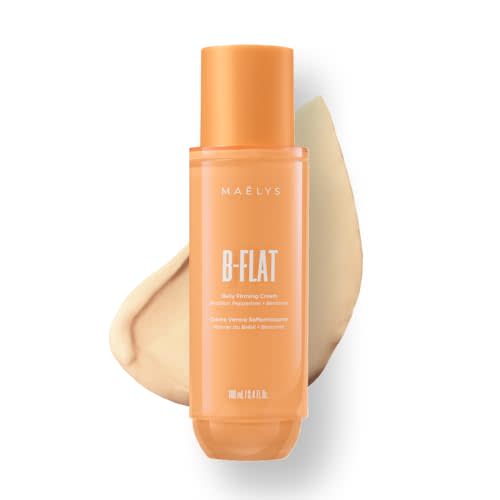 MAËLYS B-FLAT Belly Firming Cream for Women - Skin Tightening & Moisturizing Treatment with Shea Butter & Bentonite Clay - Smooths Look of Stretch Marks - Postpartum Body Care (3.4 Fl Oz)