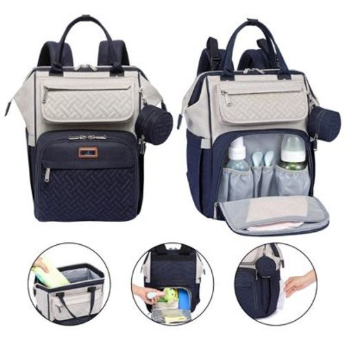 BabbleRoo Diaper Bag Backpack: Ultimate Baby Bag, Versatile Baby Diaper Bag for Modern Parents, Stone Gray & Blue, 1 pc