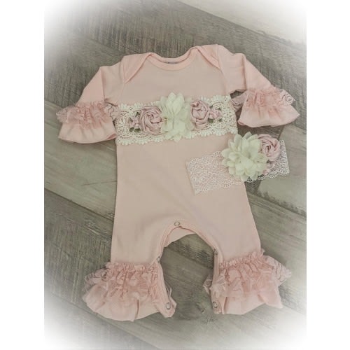 Pink Lace Ruffle Romper: Newborn Girl Coming Home Outfit