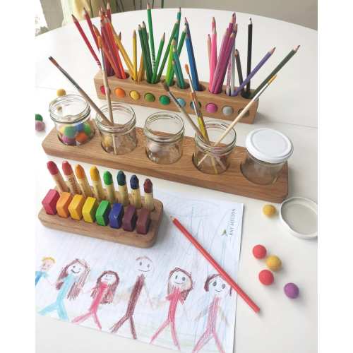 Gift box for young artists set- paint jar holder+pencil holder+crayon holder personalized kids gift desk organizer craft supplies classroom