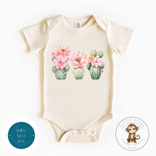 Girl Flower Cactus Baby Onesie® | Cute Cacti Cowboy Baby Onesie® | Baby Shower Gift