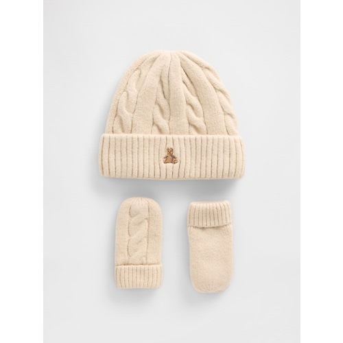Baby & Toddler CashSoft Cable-Knit Beanie & Mittens Set