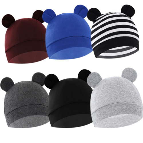 SILVERCELL 6 Pieces Newborn Baby Hat Bear Ears Infant Caps Baby Boy Girl Toddler Hats Infant Beanie Caps for 0-6 Months