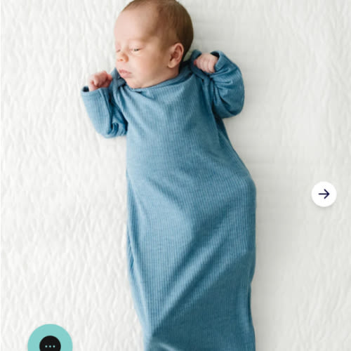 Heather Blue Ribbed Infant Gown - Little Sleepies