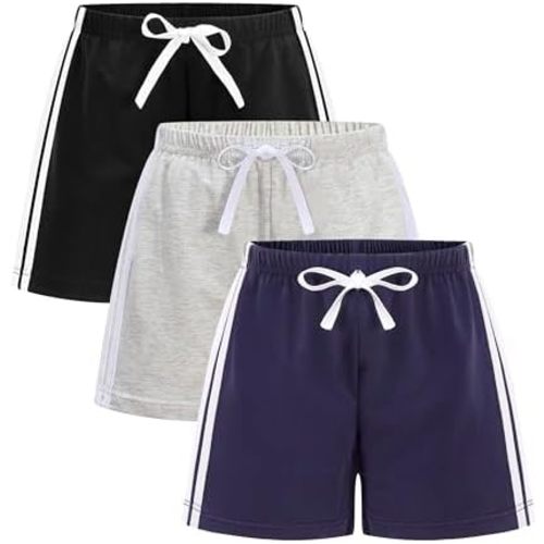 GFQLONG 5 Pack Toddler Boys Girls Cotton Athletic Running Shorts, Kids Summer Casual Fashion Soccer Shorts