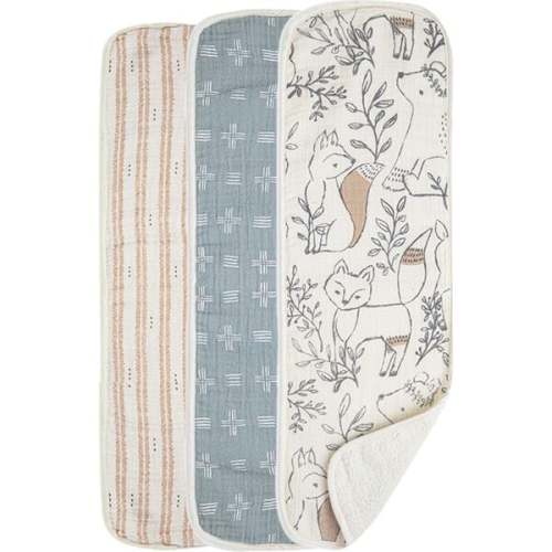 Ezra 3-pc. Newborn Burp Cloth Set (Woodland Animal) - Crane Baby | Maisonette