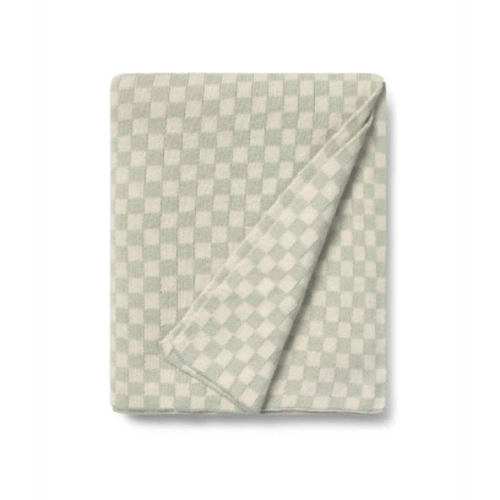 KNITTED BLANKET TILES BLUE SAGE