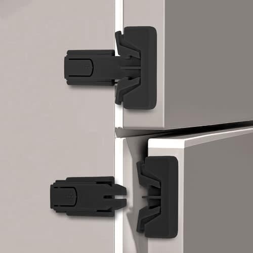 Maveek 4-Pack Child Proof Refrigerator Lock for Kids, Baby Safety Fridge Door Locks Childproof Latches for Toddlers, Cats and Dogs (Black)