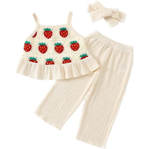 Toddler Baby Girl Summer Clothes Outfits Crocheted Ruffle Camisole Pants Kids Clothing Set