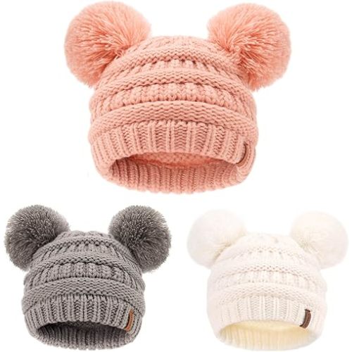 FURTALK Baby Winter Knitted Beanie Hat Soft Warm Pom Pom for Infant Toddler Skull Cap