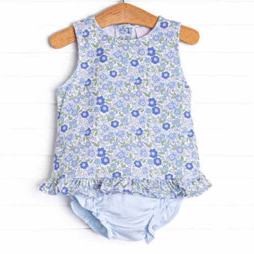 Little Miss Daisy Diaper Set, Blue Floral – Stitchy Fish