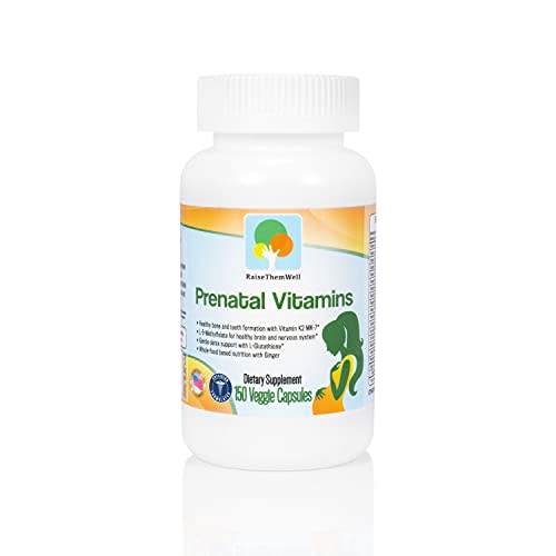 Raise Them Well Prenatal Multivitamin | Methylfolate & Iron | 150ct | Methylfolate, K2 MK-7, glutathione, iron and ginger support healthy pregnancy, maternal nutrition and baby development