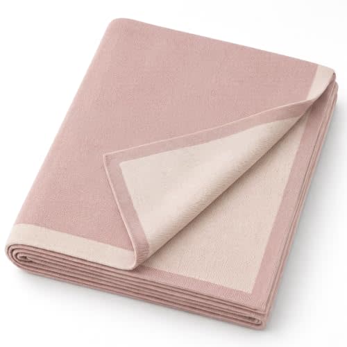 lulumoon Baby Blanket Cotton Knit: Stretchy for Newborn Receiving Swaddle | Soft & Breathable for Infant Nursery Crib or Stroller, Medium-Weight for AC Room, Neutral for Registry Gift 30x40in Nude Pink