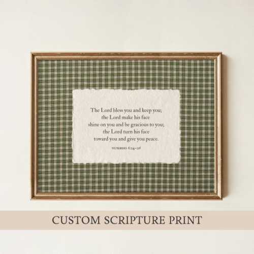 Custom Christian Wall Art Print, Gingham Bible Verse Art, Rustic Farmhouse Home Decor Cottage Core (PHYSICAL PRINT) - Etsy