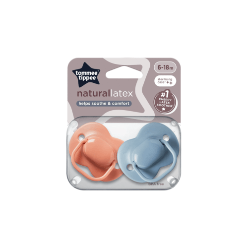 2 Pack Tommee Tippee Natural Latex Cherry Soothers - Pink and Blue - Multi - One Size