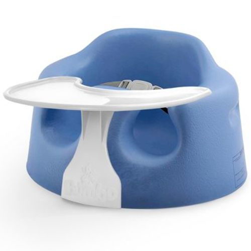Bumbo Baby Infant Children Toddler Soft Foam Floor Seat with 3-Point Adjustable Harness and Eating and Play Top Tray Attachment, Taupe