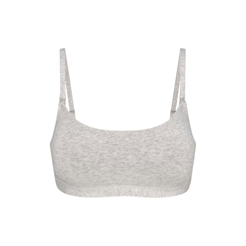 COTTON JERSEY MATERNITY NURSING SCOOP BRALETTE | LIGHT HEATHER GREY