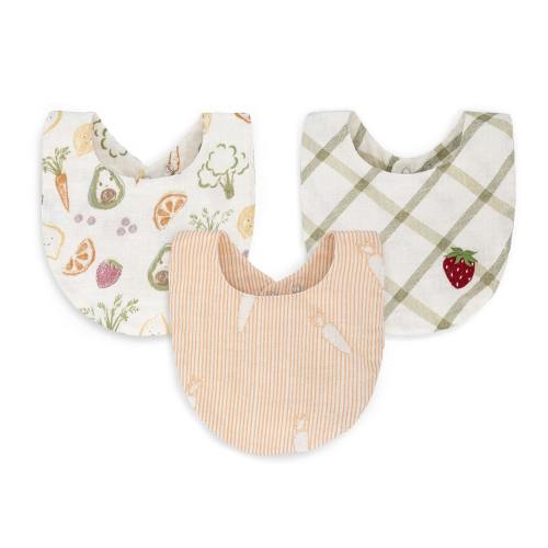 Clementine Fruit & Veggie Cotton Bandana Baby Bib (3 Pack)