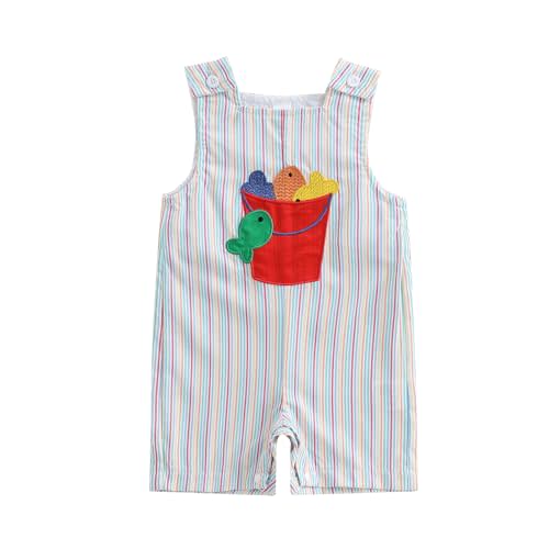 Ayalinggo Toddler Boy Easter Outfit Bunny Carrot Embroidery Jumpsuit Sleeveless Overall Spring Palysuit Easter Clothes 0-3 Y