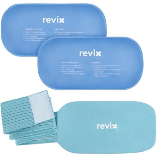REVIX Ice Pack for Injuries Reusable, 2-Pack Hot & Cold Gel Wrap with Strap