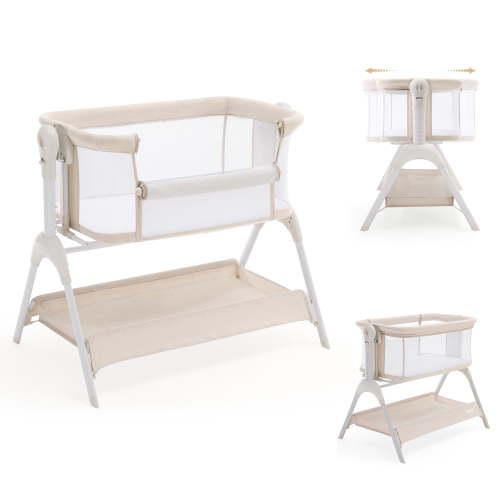 HARPPA, Baby Bedside Bassinet, 5 Heights, 360° Breathable Mesh, Beige