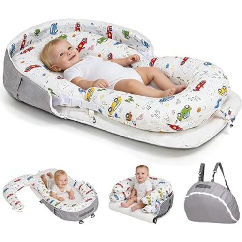 4-in-1 Baby Lounger for Newborns 0-24 Months, Portable & Foldable