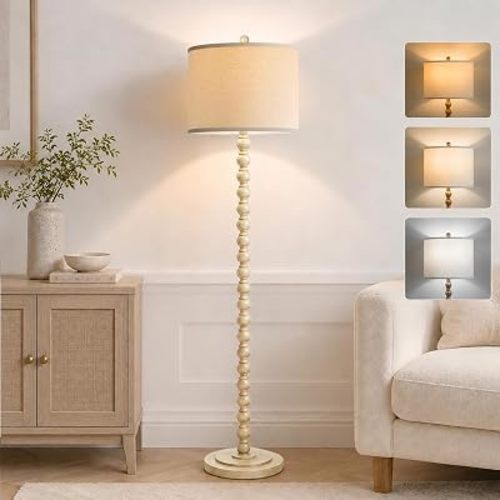 Farmhouse Floor Lamp for Living Room, Tall Standing Lamp with 9W LED Bulb