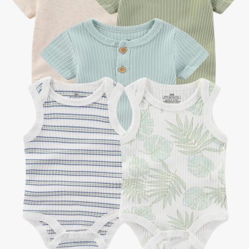 Body de bebé acanalado mezcla verano recién nacido niño niña ropa 5-pack
