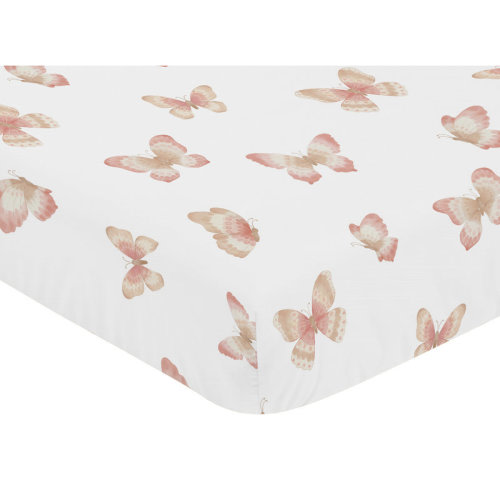 Sweet Jojo Designs Butterfly Pink and Taupe 4 - Piece Crib Bedding Set | Wayfair