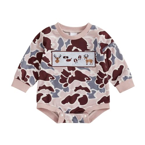Infant Long Sleeve Bubble Romper Baby Boy Fall Winter Outfits Newborn Waffle Knit Embroidery Bodysuit Clothes