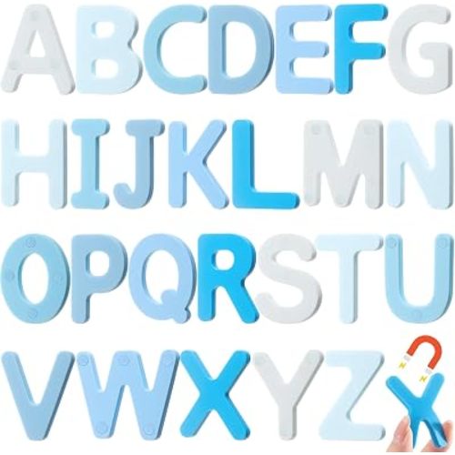 VioraWhite 26 Pcs Magnetic Letters Silicone ABC, Ocean Color, Letter