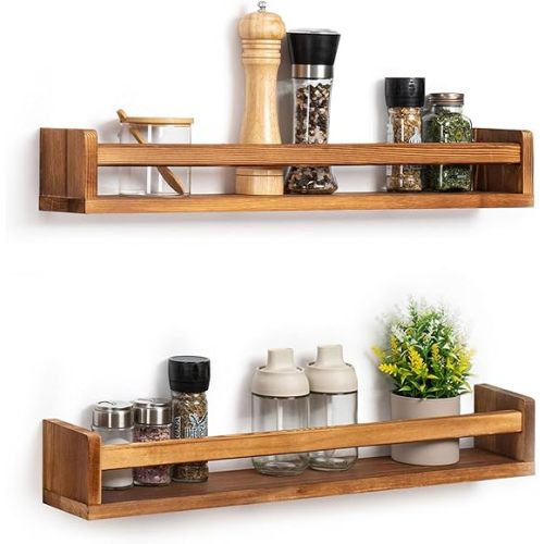 Fun Memories Nursery Book Shelves, 24Inch Floating Shelf for Wall, Wall Bookshelf for Kids Solid Wood Wall Mounted Shelves for Books,Toys and Decor Storage, Set of 2