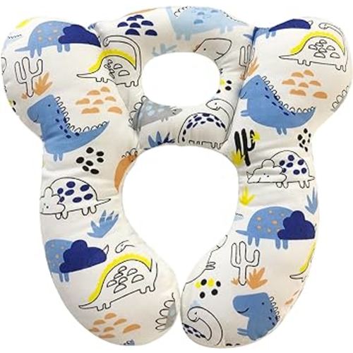 Baby Travel Pillow,Soft and Skin Friendly Kids Cushion for Car Seat - Newborn Pillow for Pushchair,Car Seat,Travel (Blue Dinosaur)