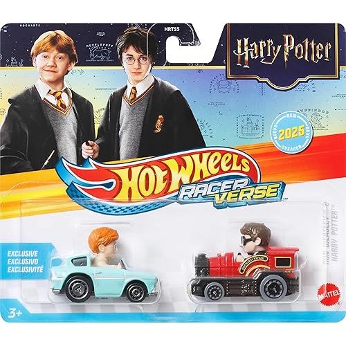 Hot Wheels Toy Cars, Set of 2 RacerVerse Die-Cast Vehicles with Character Drivers Optimized for Performance on RacerVerse Track (Styles May Vary)