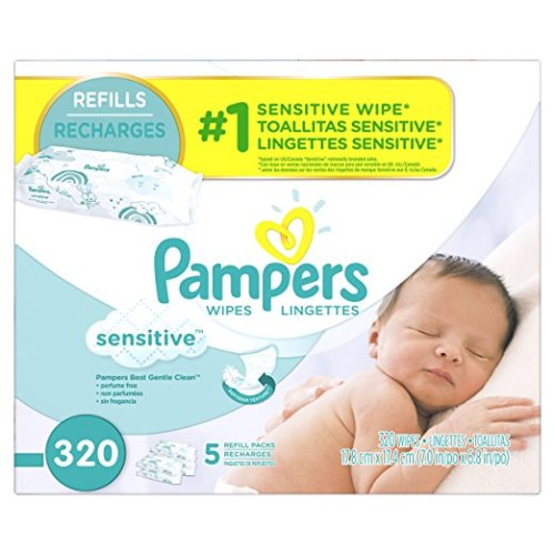 Pampers Sensitive Water Baby Wipes 5X Refill Packs, 320 Count