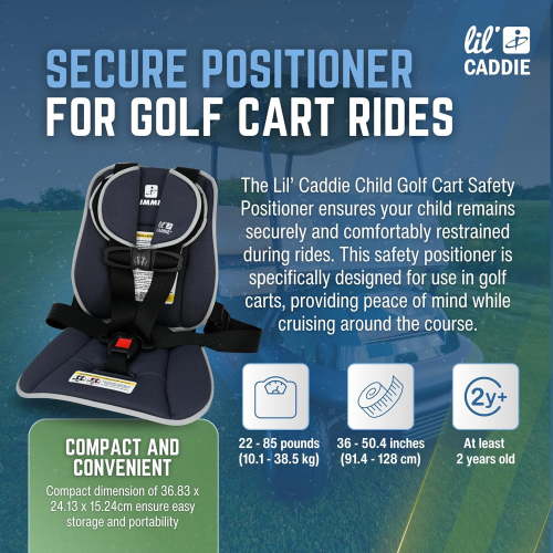 Lil’ Caddie Child Positioner for Golf Carts, 5-Point Positioner Designed to Secure Children in Golf Carts Under 15mph, Charcoal