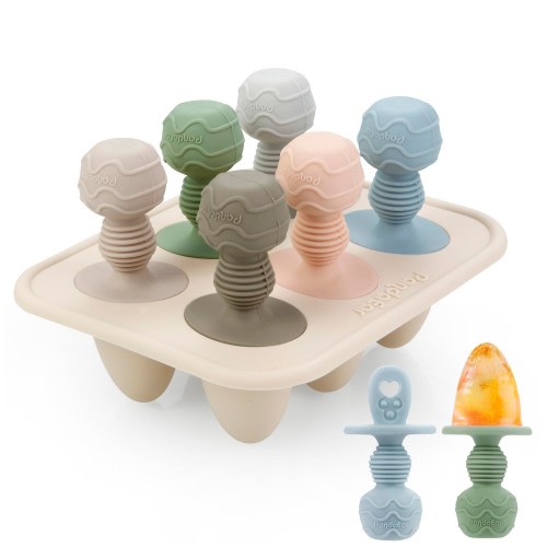 PandaEar Silicone Popsicle Molds, Mini Breastmilk Popsicle Molds with Sticks & 6-Cavity for Baby Teething Relief, Frozen Breast Milk Teether Popsicle Maker Ice Pop Molds for Infant