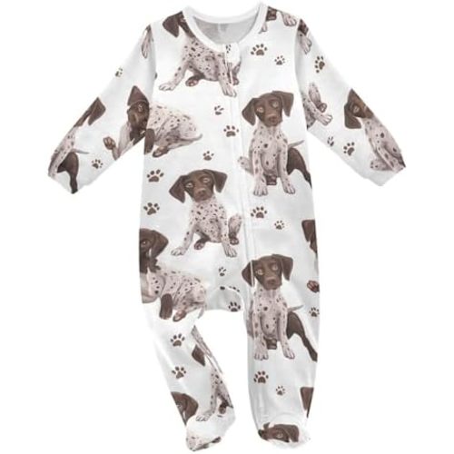 Numbers 67 Pink Bows Baby Sleep Play Pjs Footie Cotton One-piece Zip Front Romper Jumpsuit Pajamas 3-24M