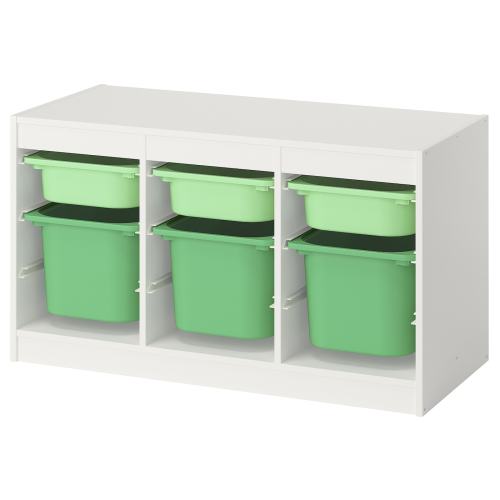 TROFAST Storage combination with boxes - white light green/bright green 39x17 3/8x22 "