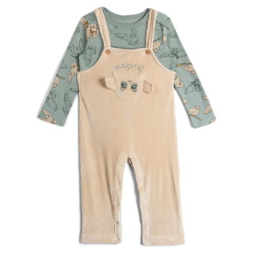 Harry Potter Hedwig Owl Corduroy Square Neck Ribbed Overall and T-Shirt Outfit Set Newborn to Infant