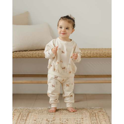 Wrap Top + Footed Pant Set || Sky Micro Stripe – Quincy Mae